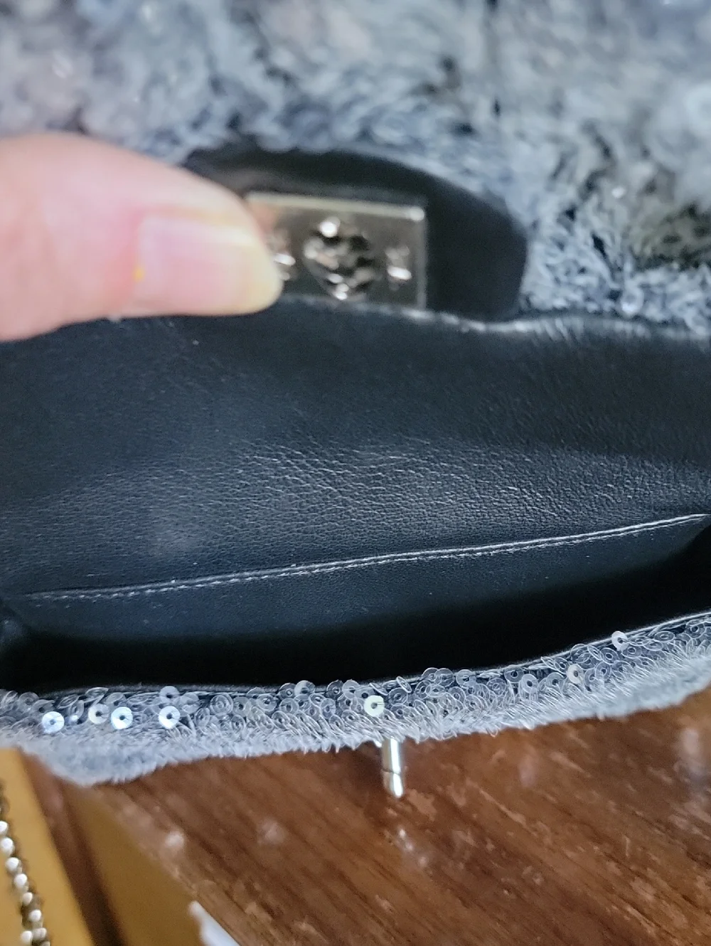 CHANEL Charcoal Sequin Waterfall Quilted Mini Backpack